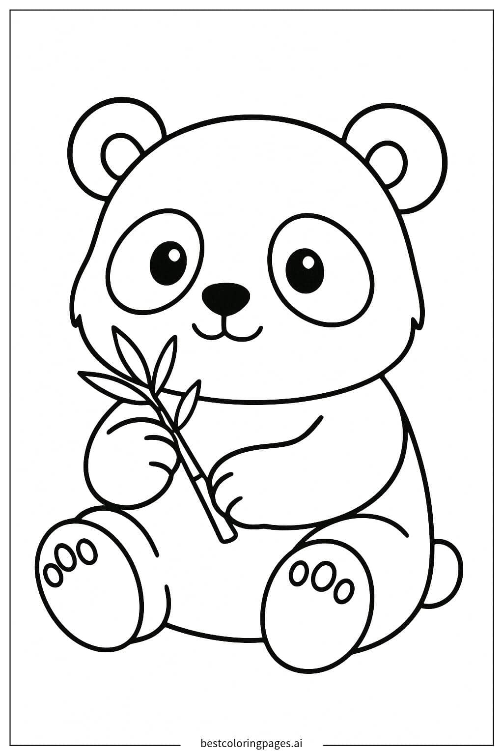 Baby Panda with Bamboo Coloring Page