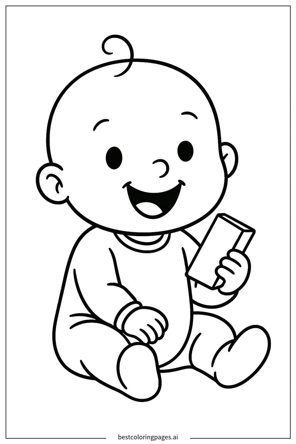 Baby Playing with a Toy Coloring Page