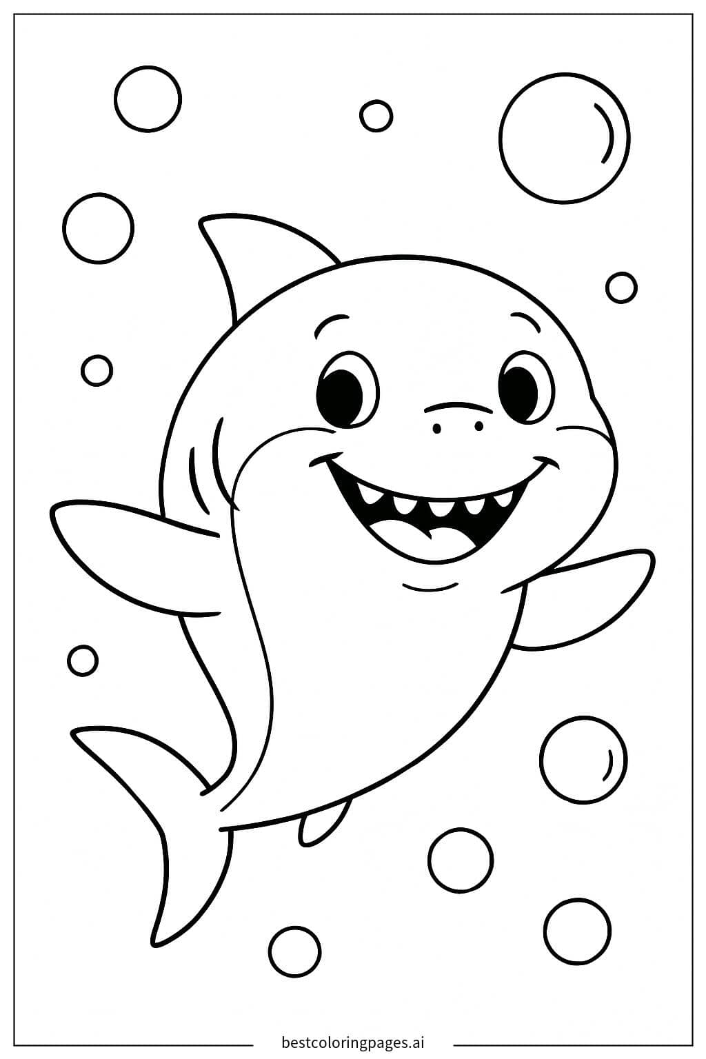 Baby Shark with Bubbles Coloring Page
