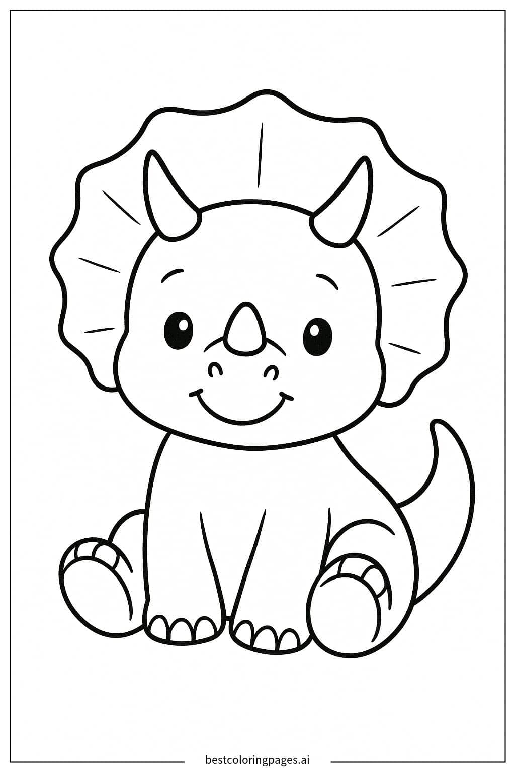 Baby Triceratops Sitting Coloring Page