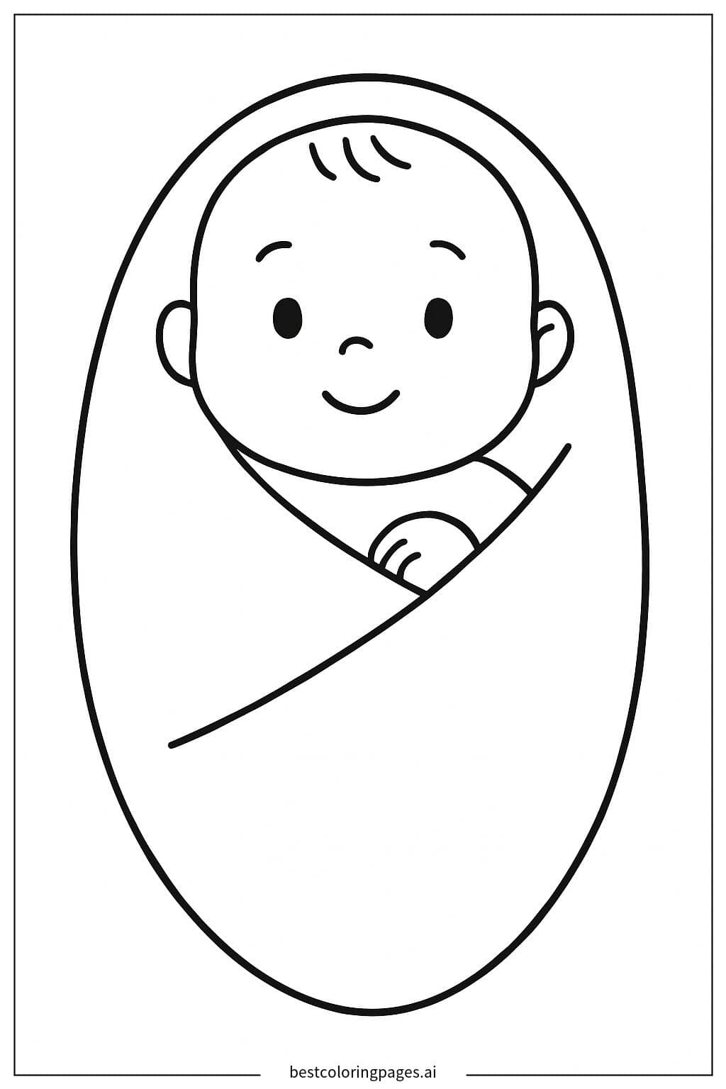 裹在毯子里的宝宝 涂色页