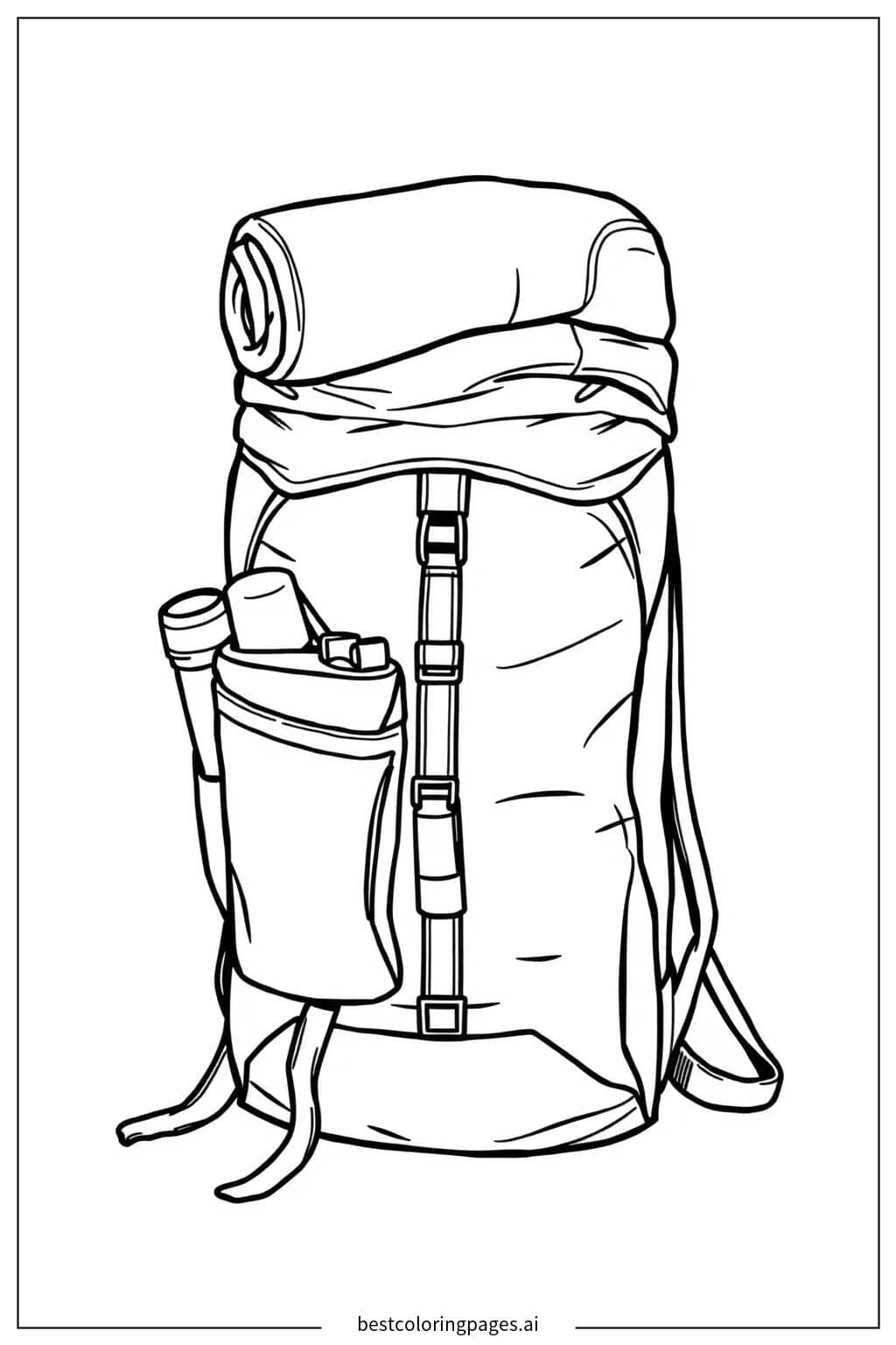 Camping Backpack with Gear Coloring Page