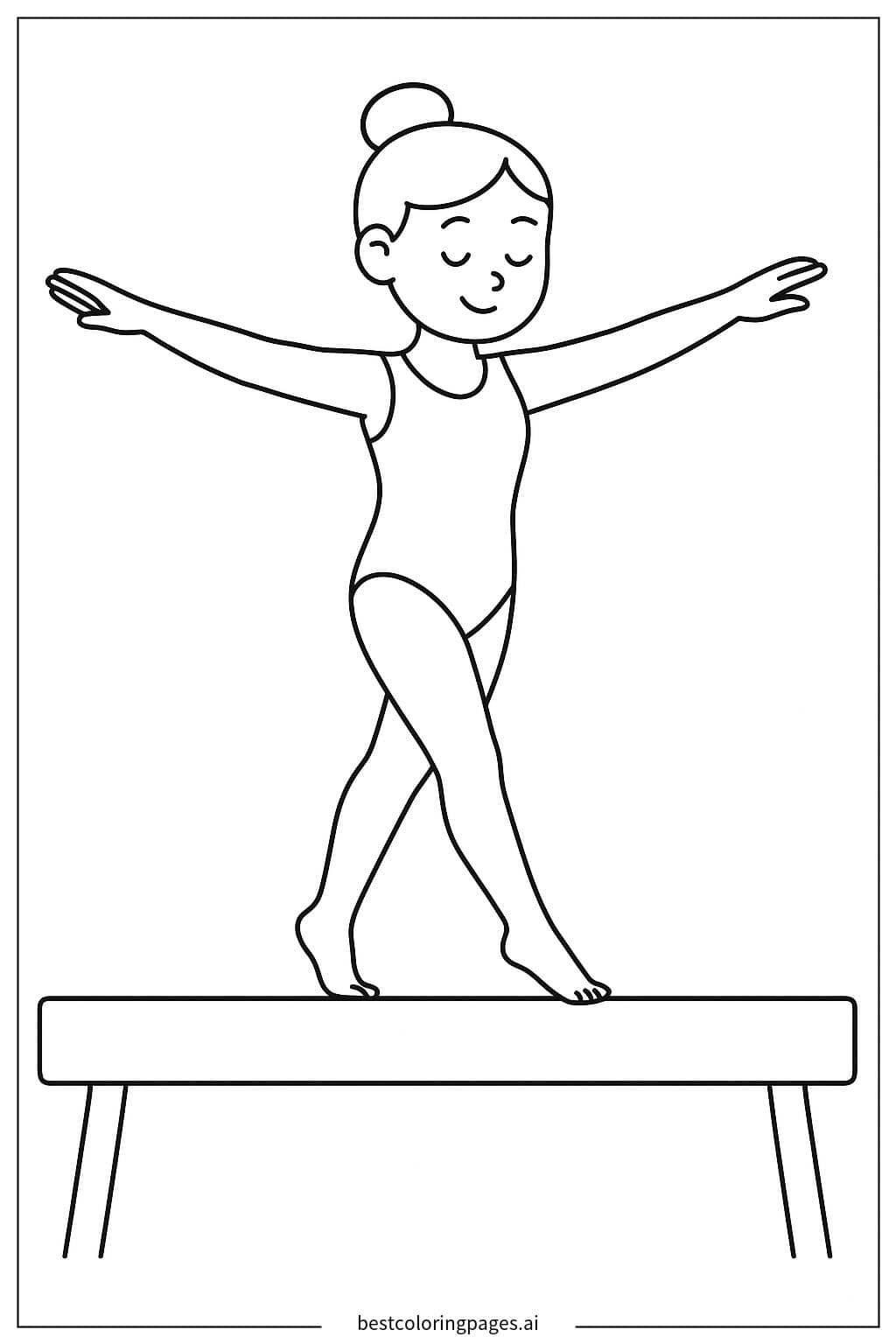 Desenhos de Ginasta em uma trave de equilíbrio para Colorir