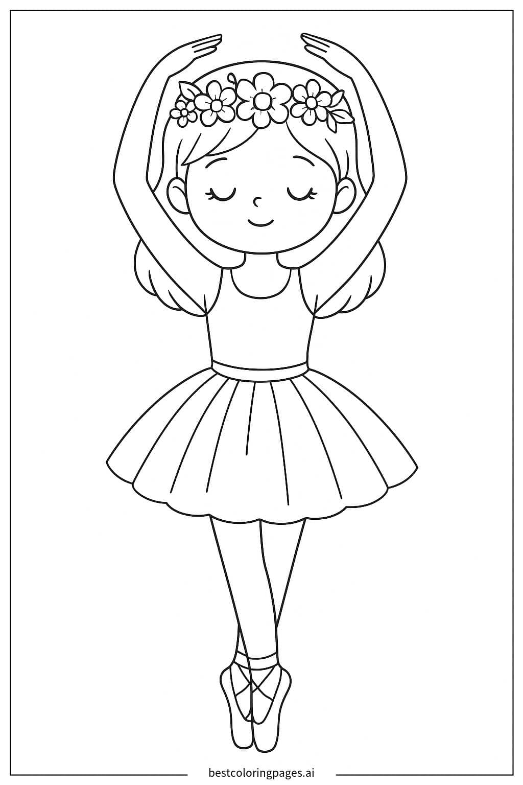 Desenhos de Bailarina com Coroa de Flores para Colorir