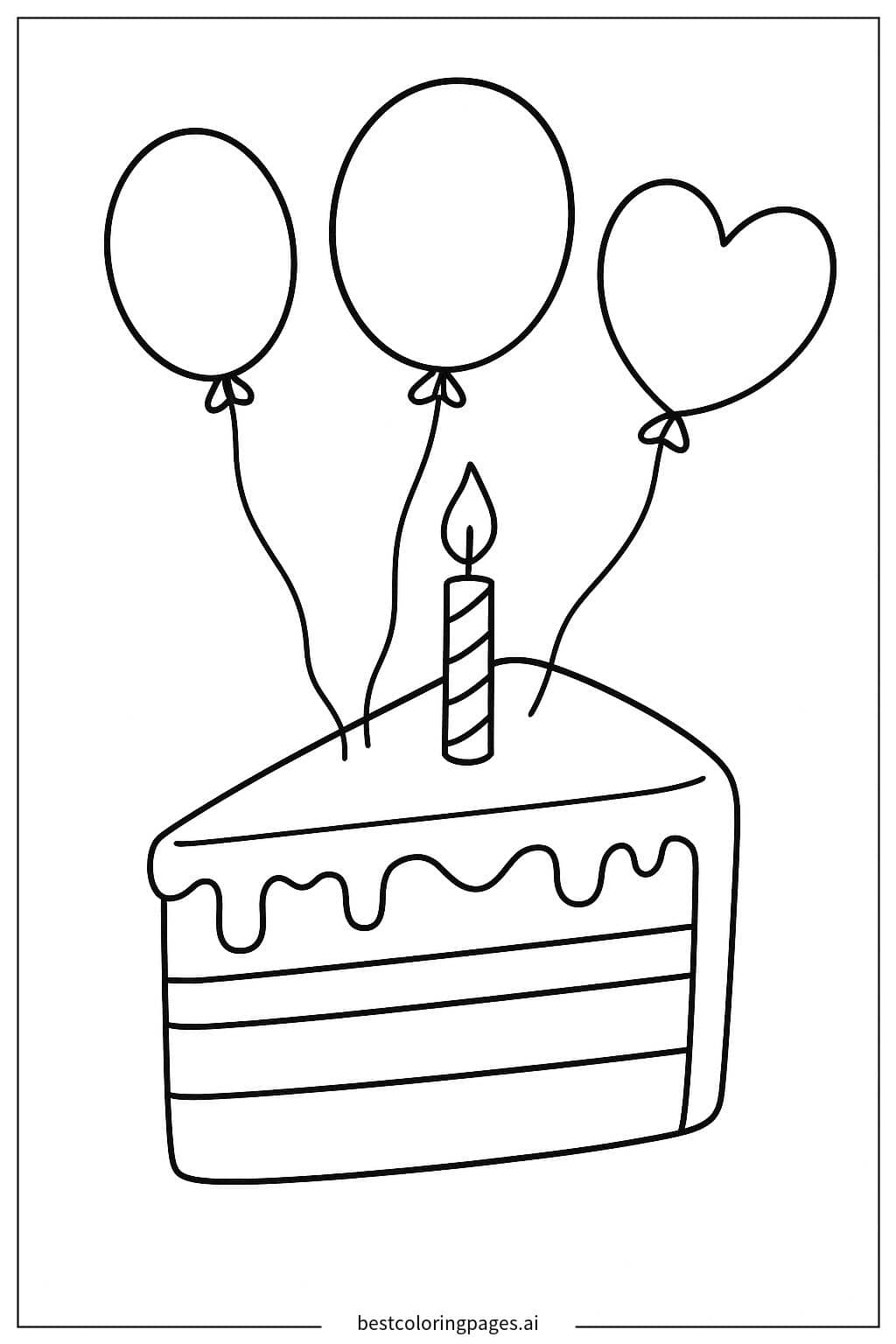 Balloon and Cake Coloring Page Coloring Page