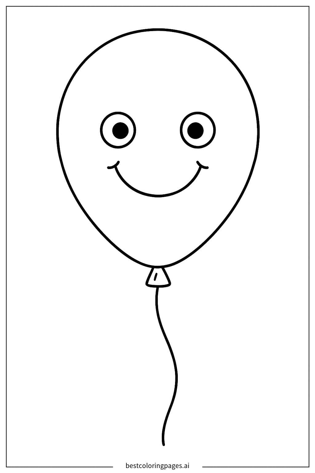Gambar Mewarnai Balon dengan Wajah Tersenyum