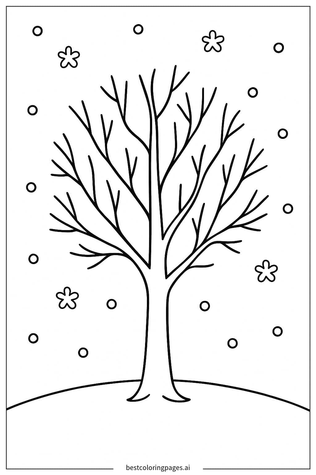 Kahler Baum im Schnee Ausmalbilder