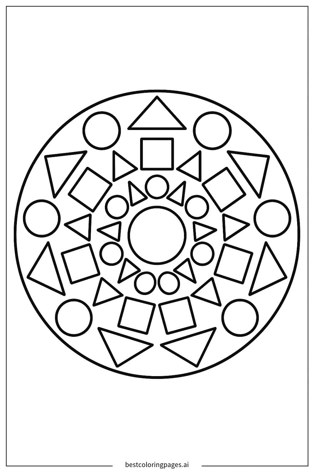 Basic Geometric Mandala Coloring Page