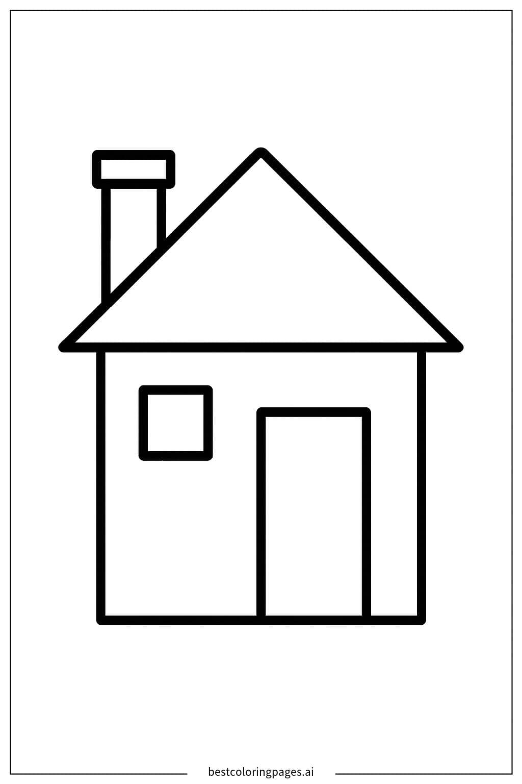 Charming House with Chimney Coloring Page