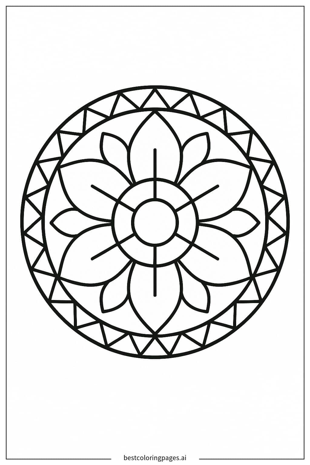 Dibujos de Mandala Básica con Líneas para Colorear