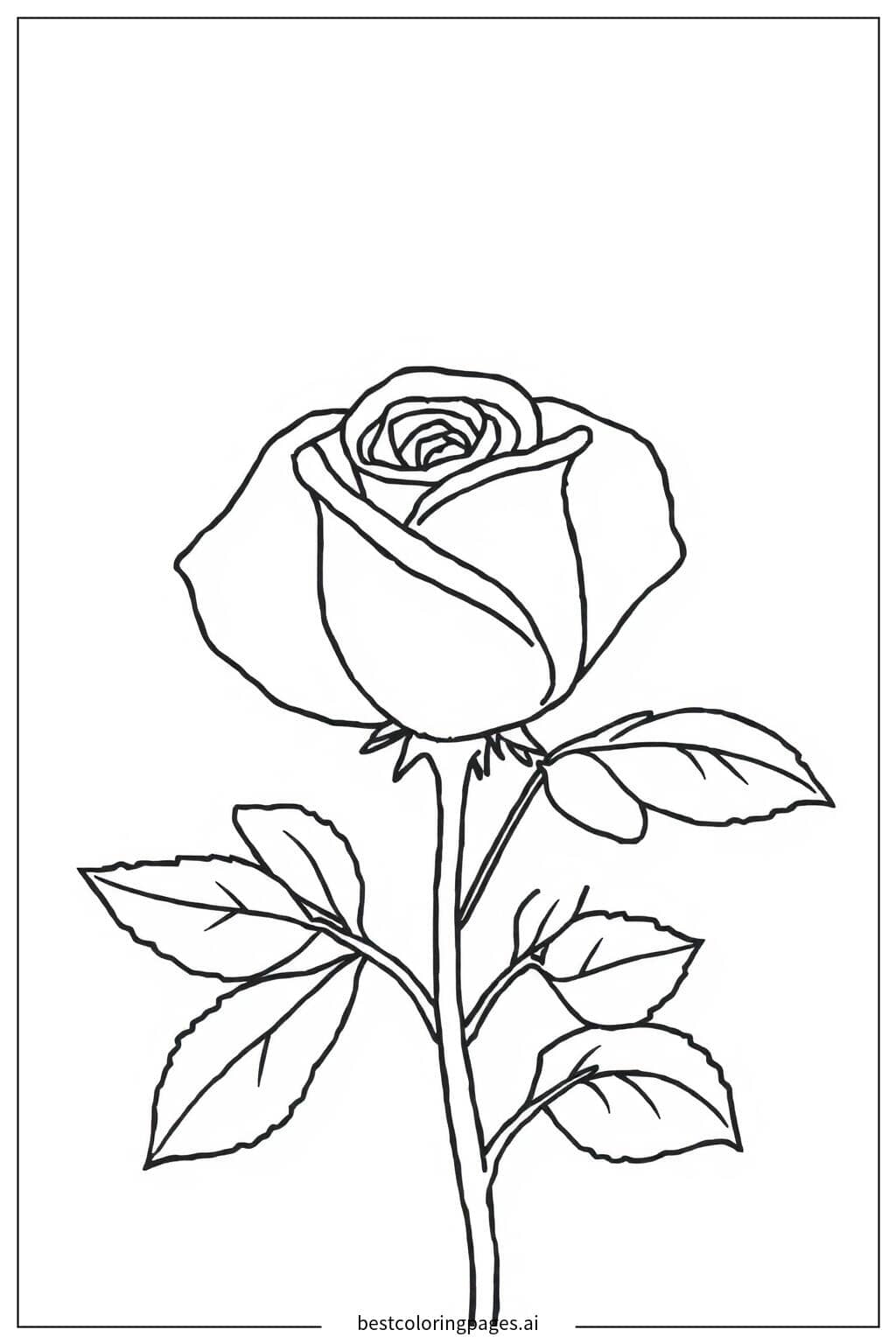 Disegni di Contorno di Rosa Base da Colorare