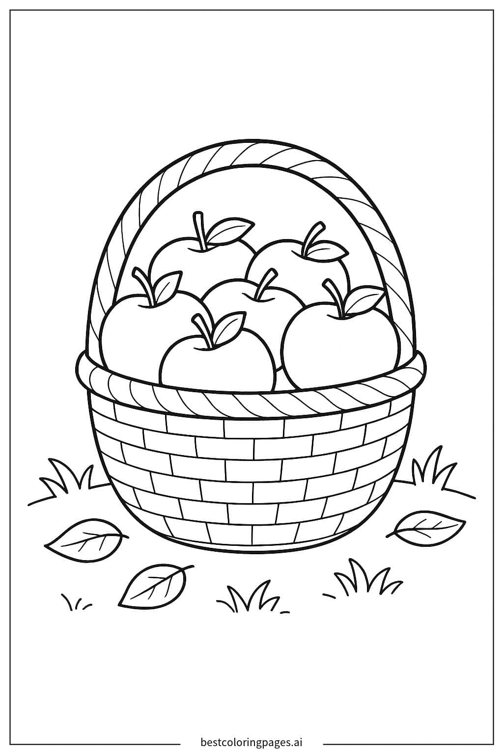 Basket Brimming with Apples Coloring Page
