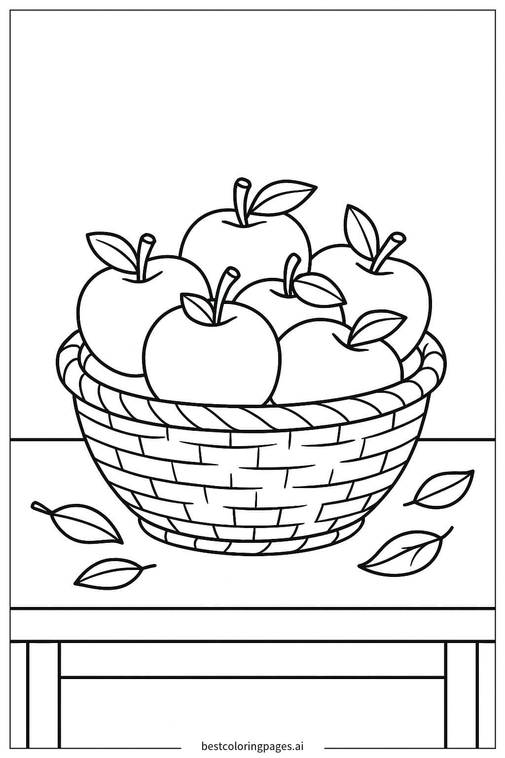 Basket of Apples Coloring Page