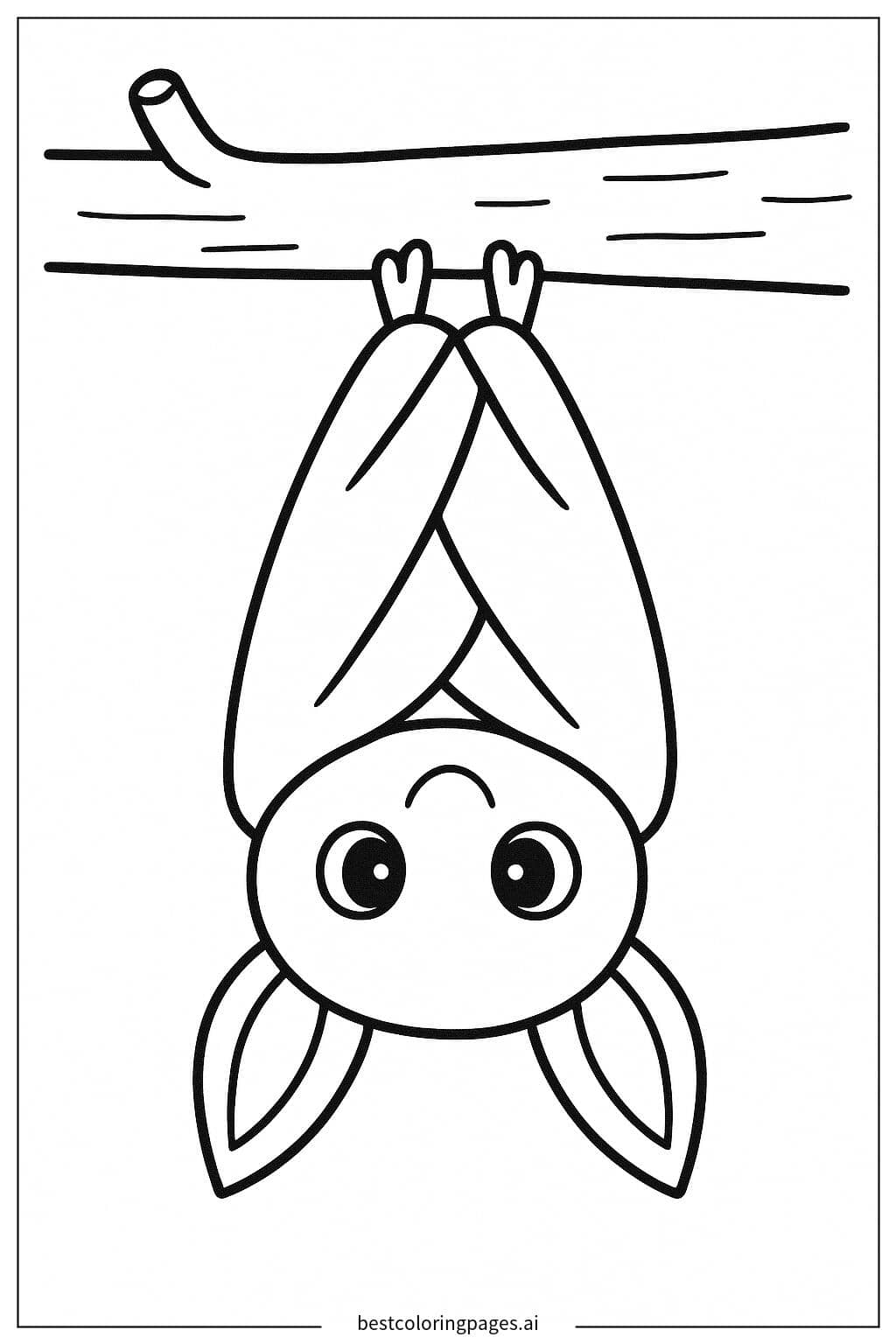 Desenhos de Morcego descansando em um galho de árvore para Colorir