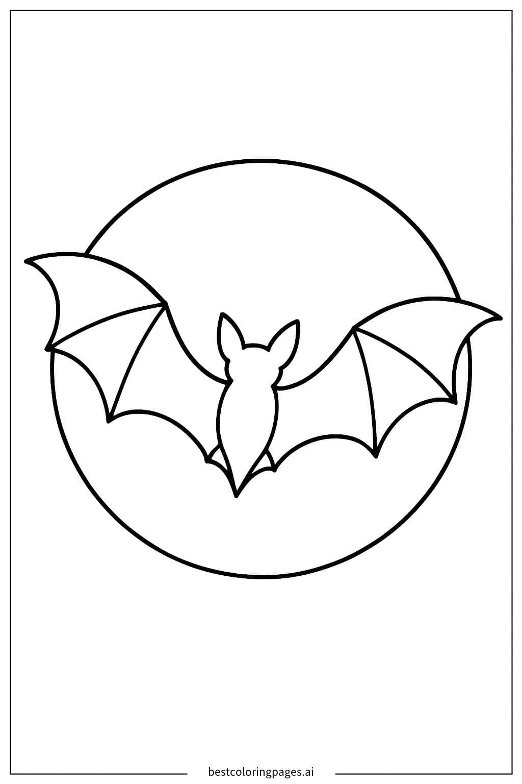 Desenhos de Silhueta de Morcego contra a Lua para Colorir