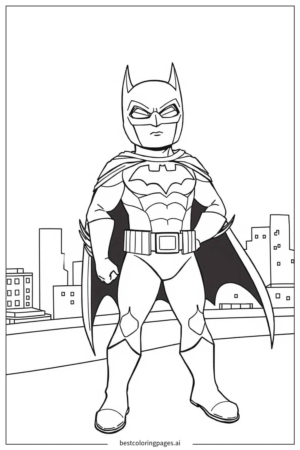 Coloriage Batman debout sur un toit