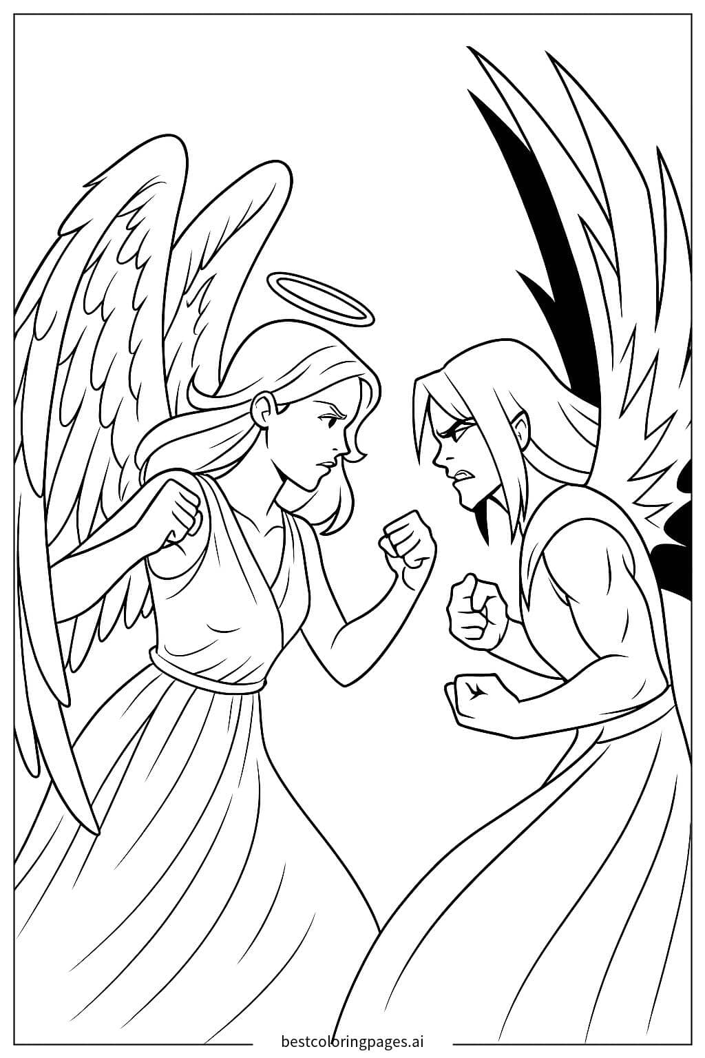 Desenhos de Batalha entre anjos da luz e da escuridão para Colorir