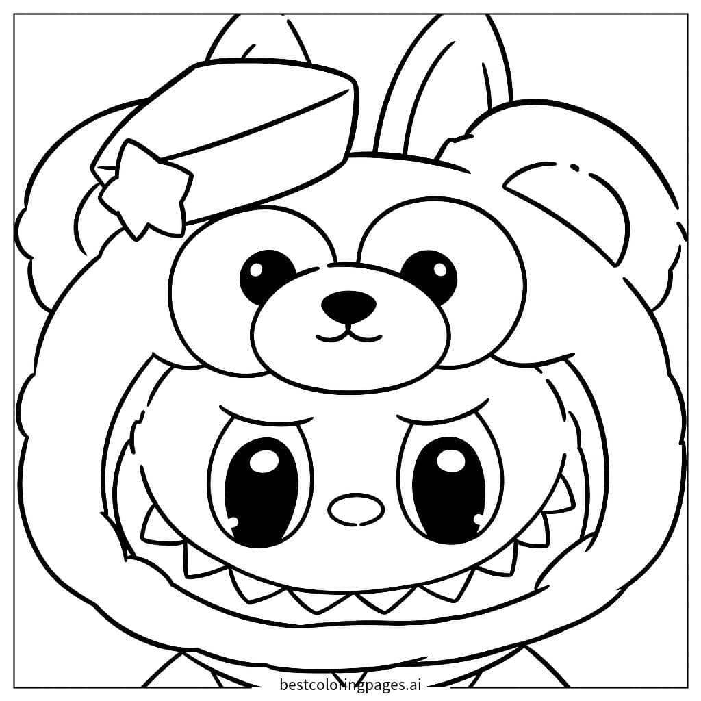 Bear Costume Labubu Coloring Page
