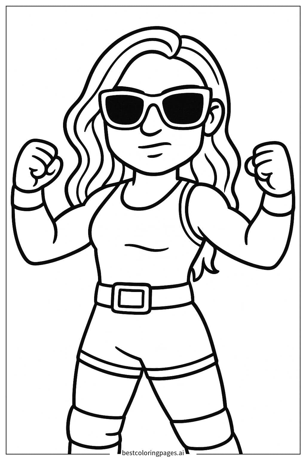 Desenhos de Becky Lynch com Óculos de Sol para Colorir