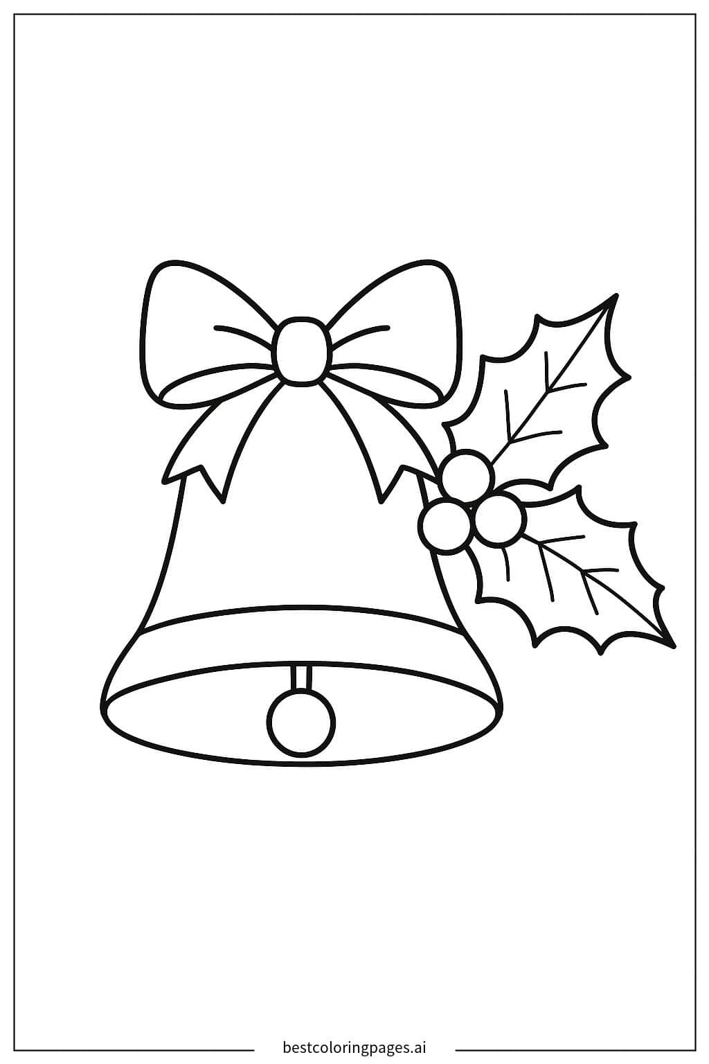 Desenhos de Sino com folhas de azevinho para Colorir