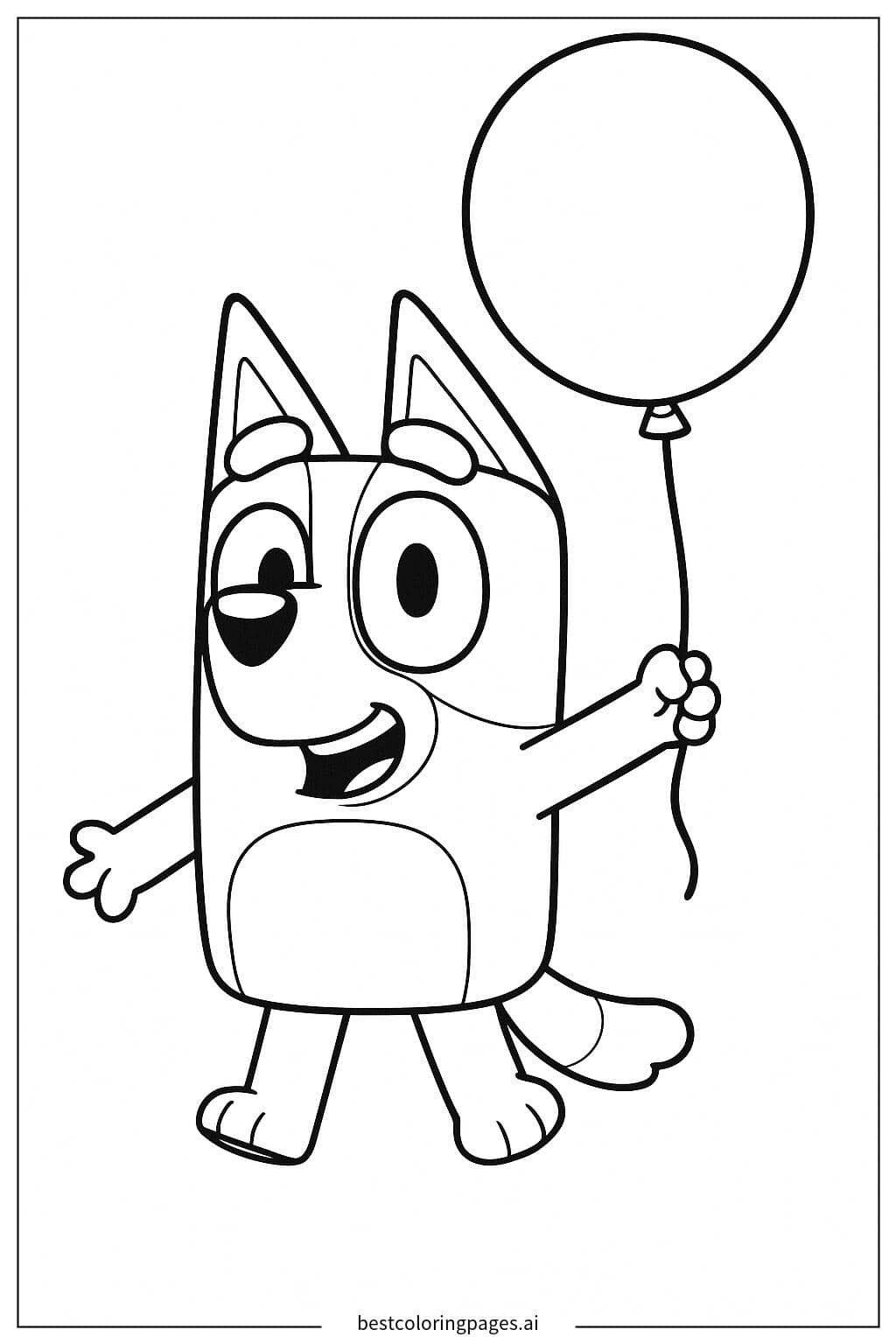 Bingo Holding a Balloon Coloring Page