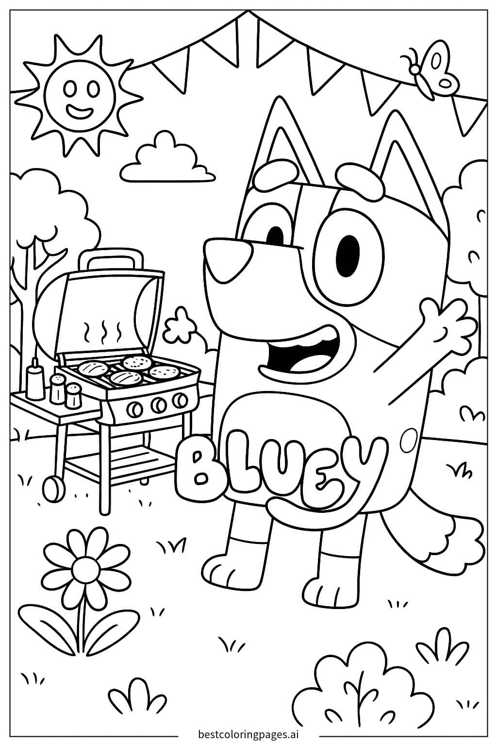 Bluey’s Backyard Barbecue Party Coloring Page Coloring Page