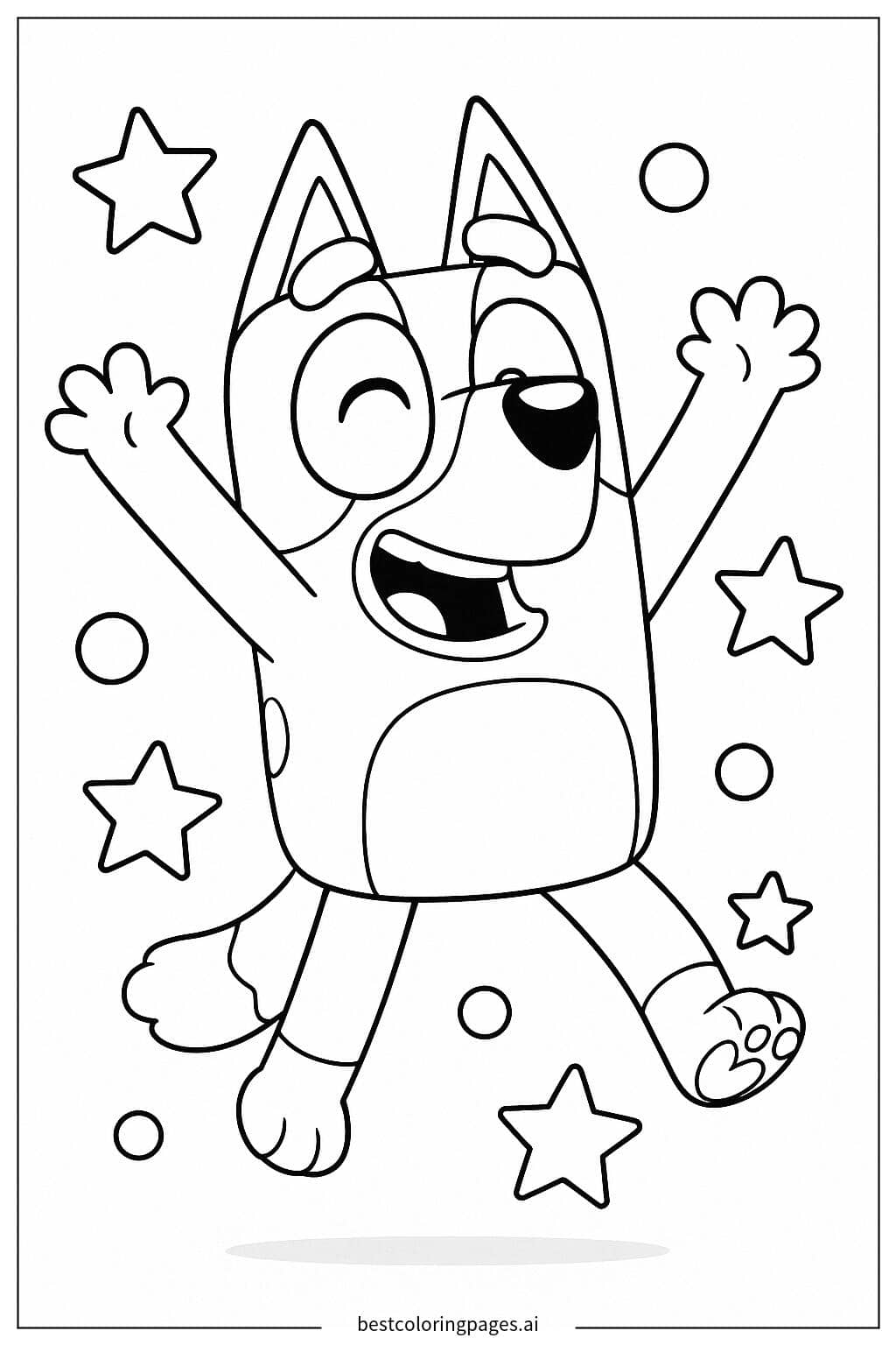Bluey Jumping Joyfully Coloring Page