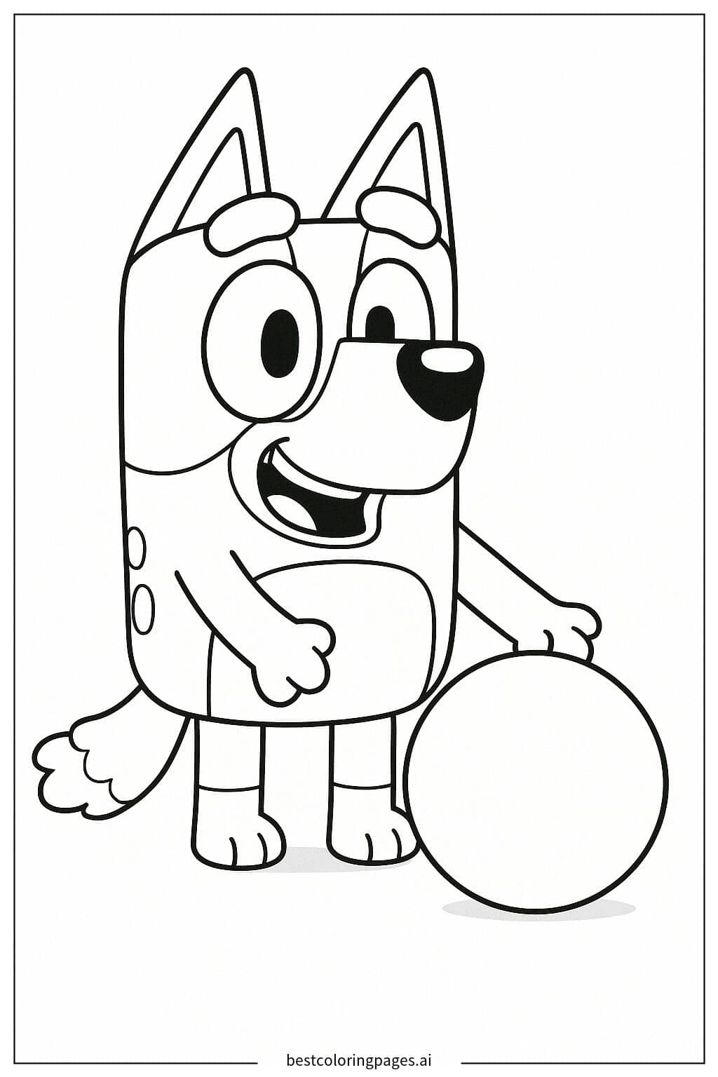 Coloriage Bluey jouant au ballon
