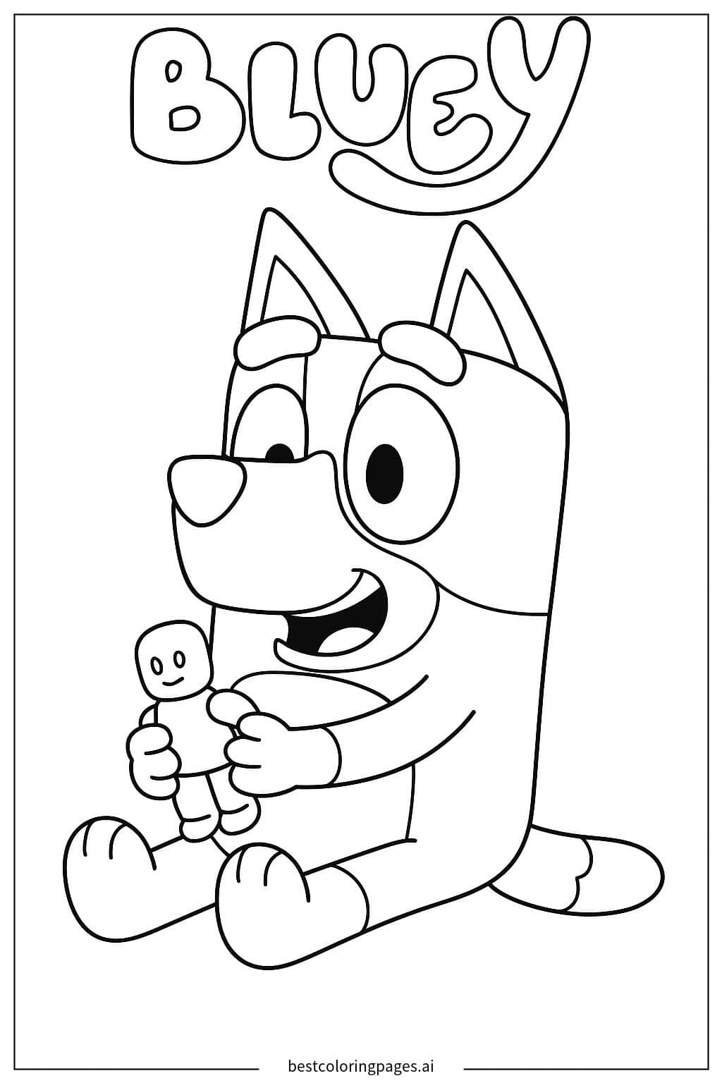 Bluey Playing with a Toy Coloring Page