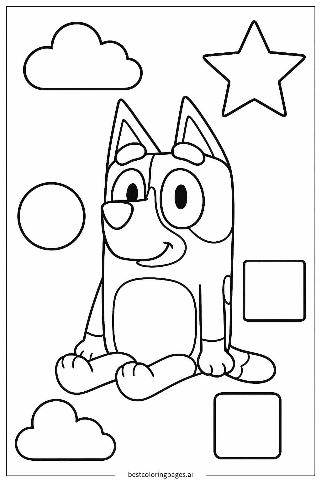 Bluey Sitting Happily Coloring Page