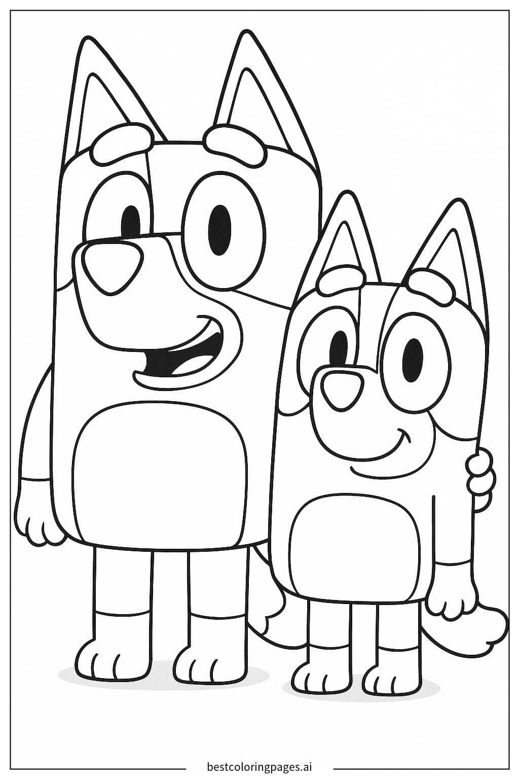 Bluey and Bingo: A Heartwarming Duo Coloring Page
