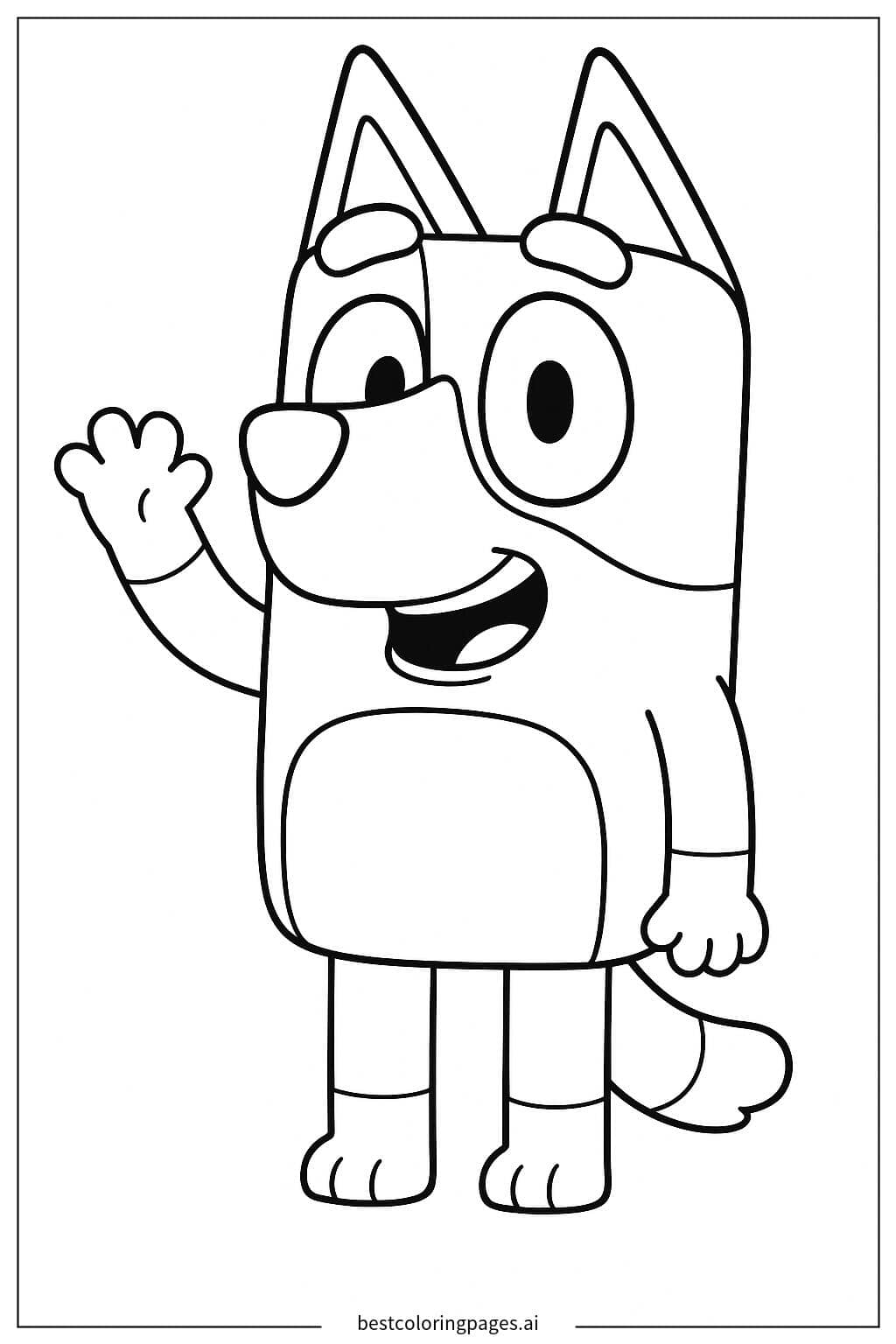 Bluey Waving Happily Coloring Page