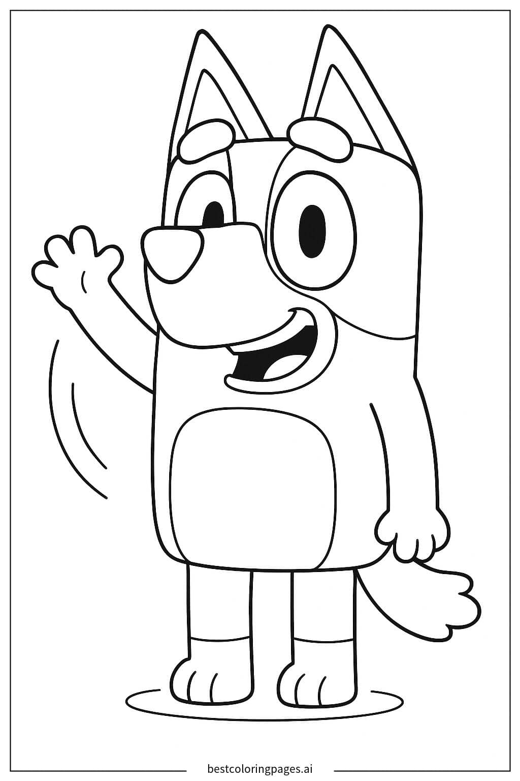 Bluey Waving Hello Coloring Page