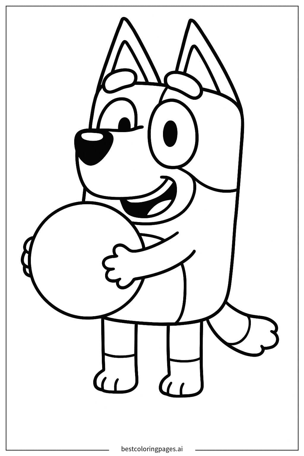 Bluey Playing with a Ball Coloring Page