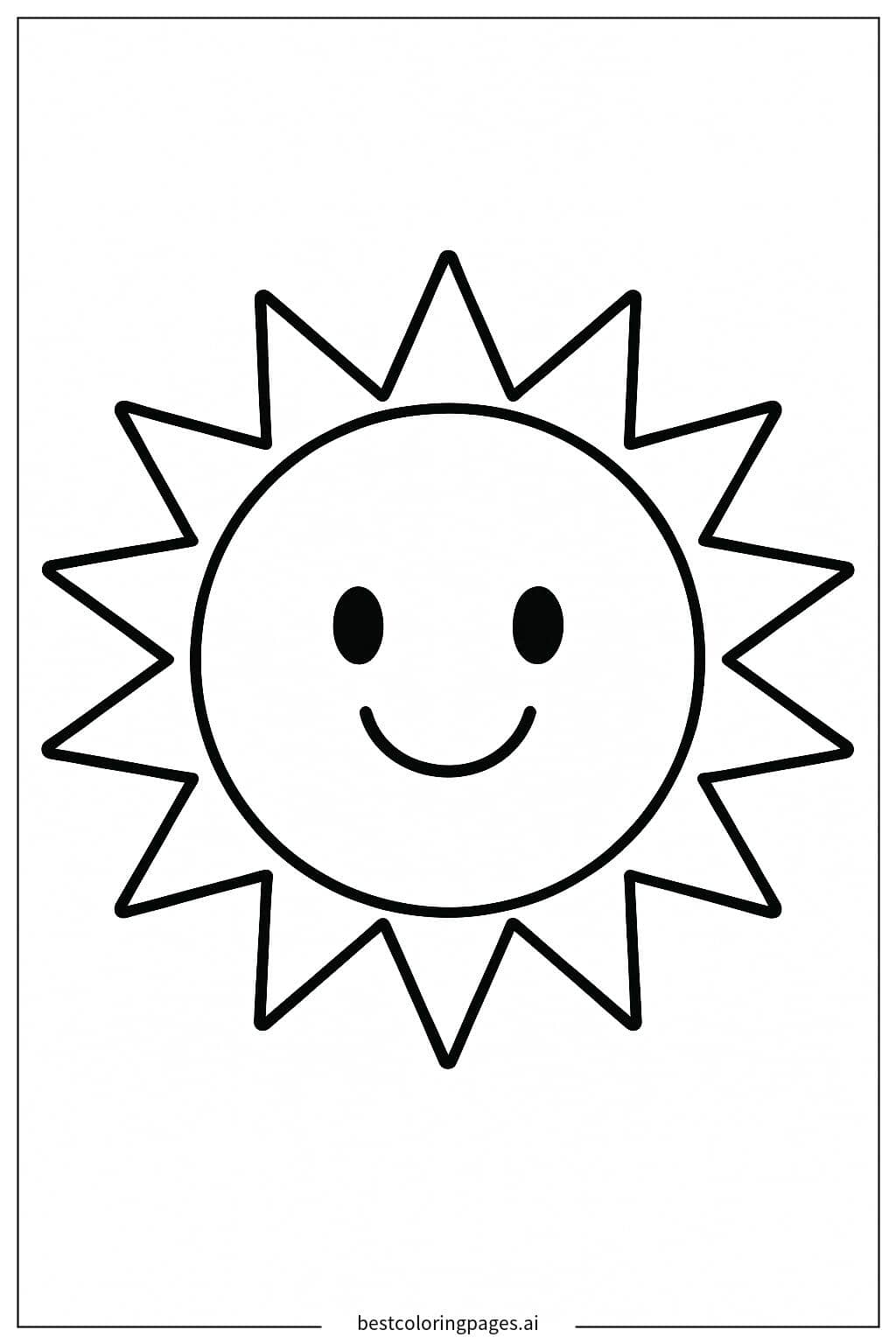 Frohe Sonne mit Strahlen Ausmalbilder