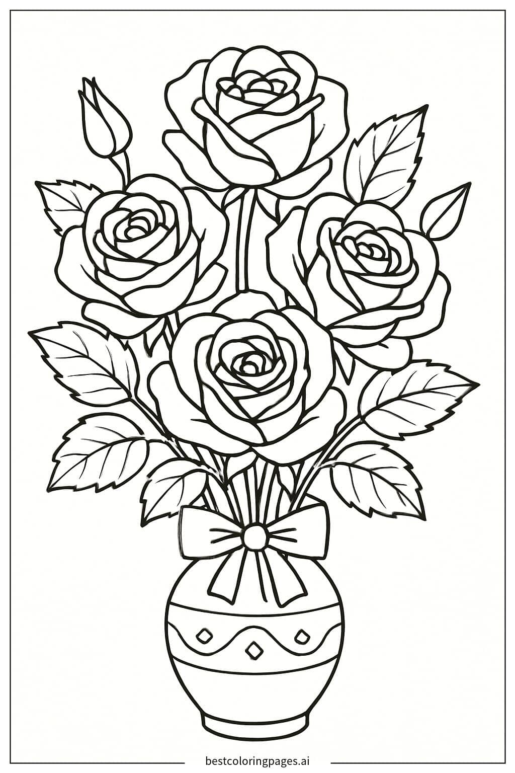 Bouquet of Roses Coloring Page