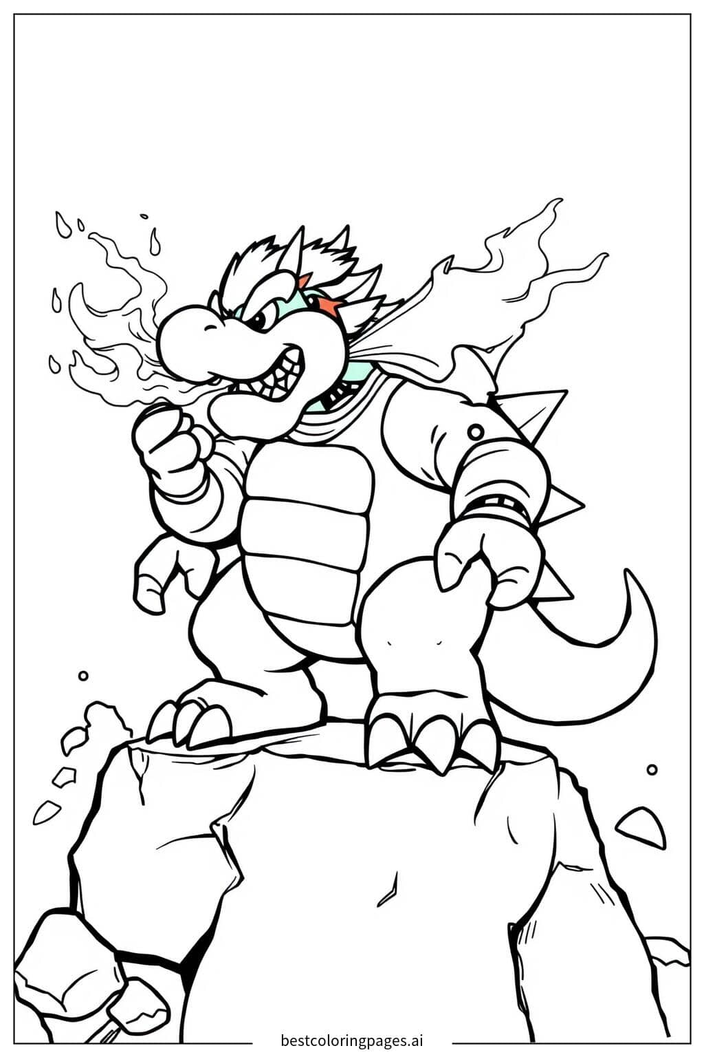 Bowser Breathing Fire Coloring Page