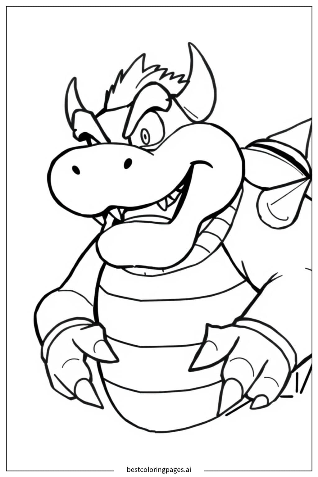 Bowser's Mischievous Smile Coloring Page