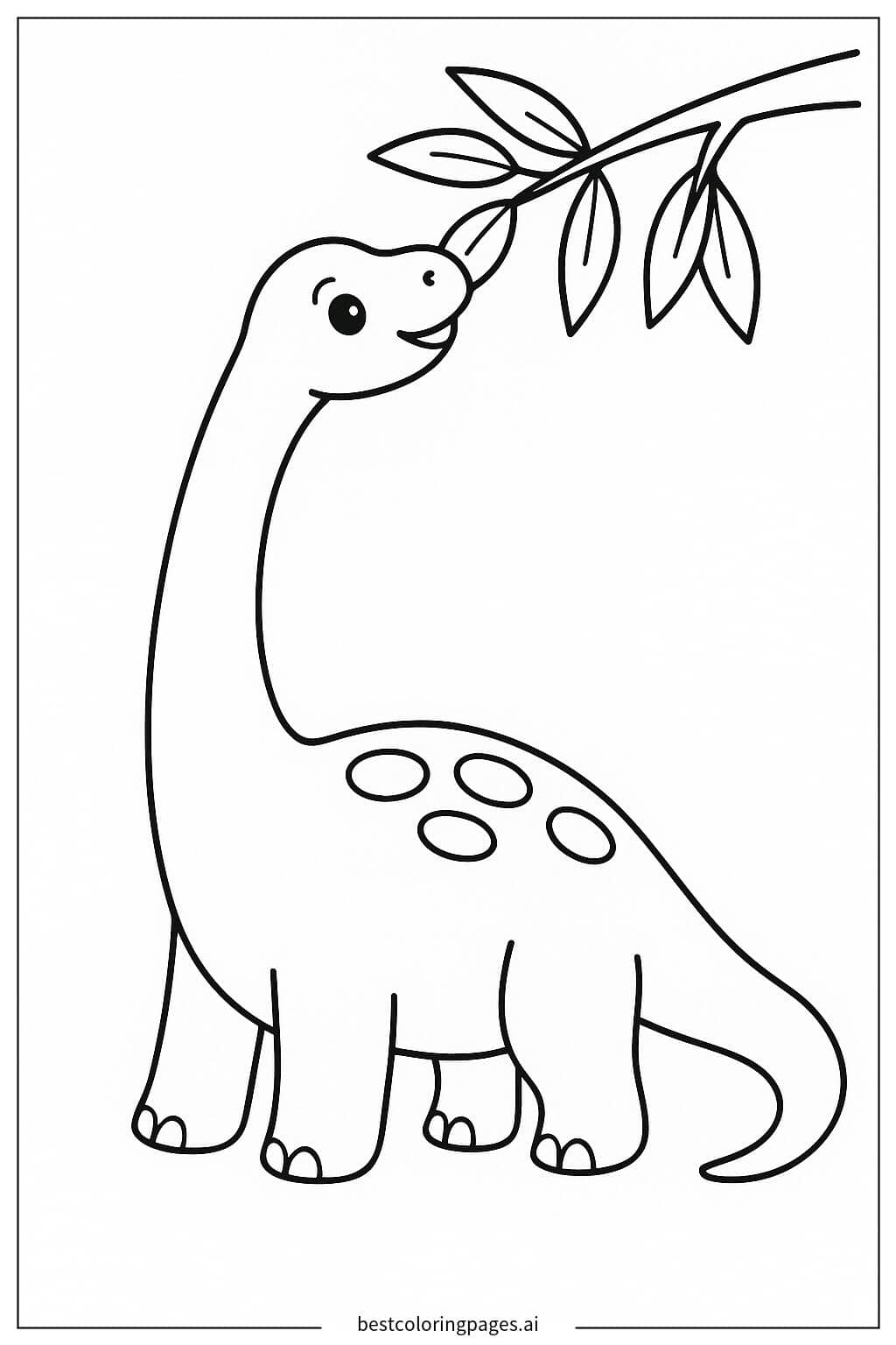 Brachiosaurus Eating Leaves Coloring Page