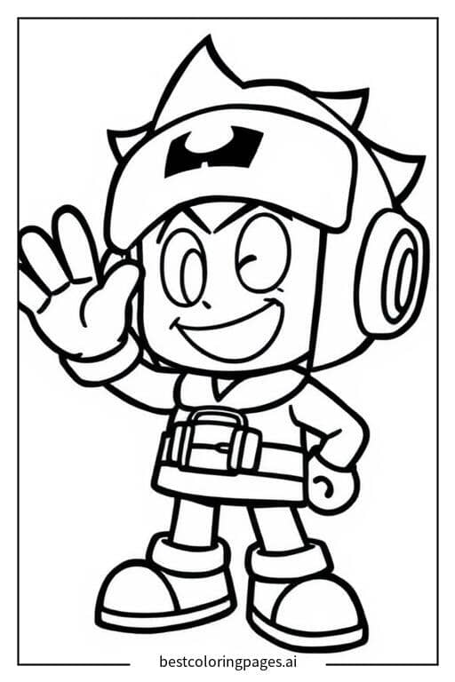 Desenhos de Personagem de Brawl Stars Acenando Olá para Colorir