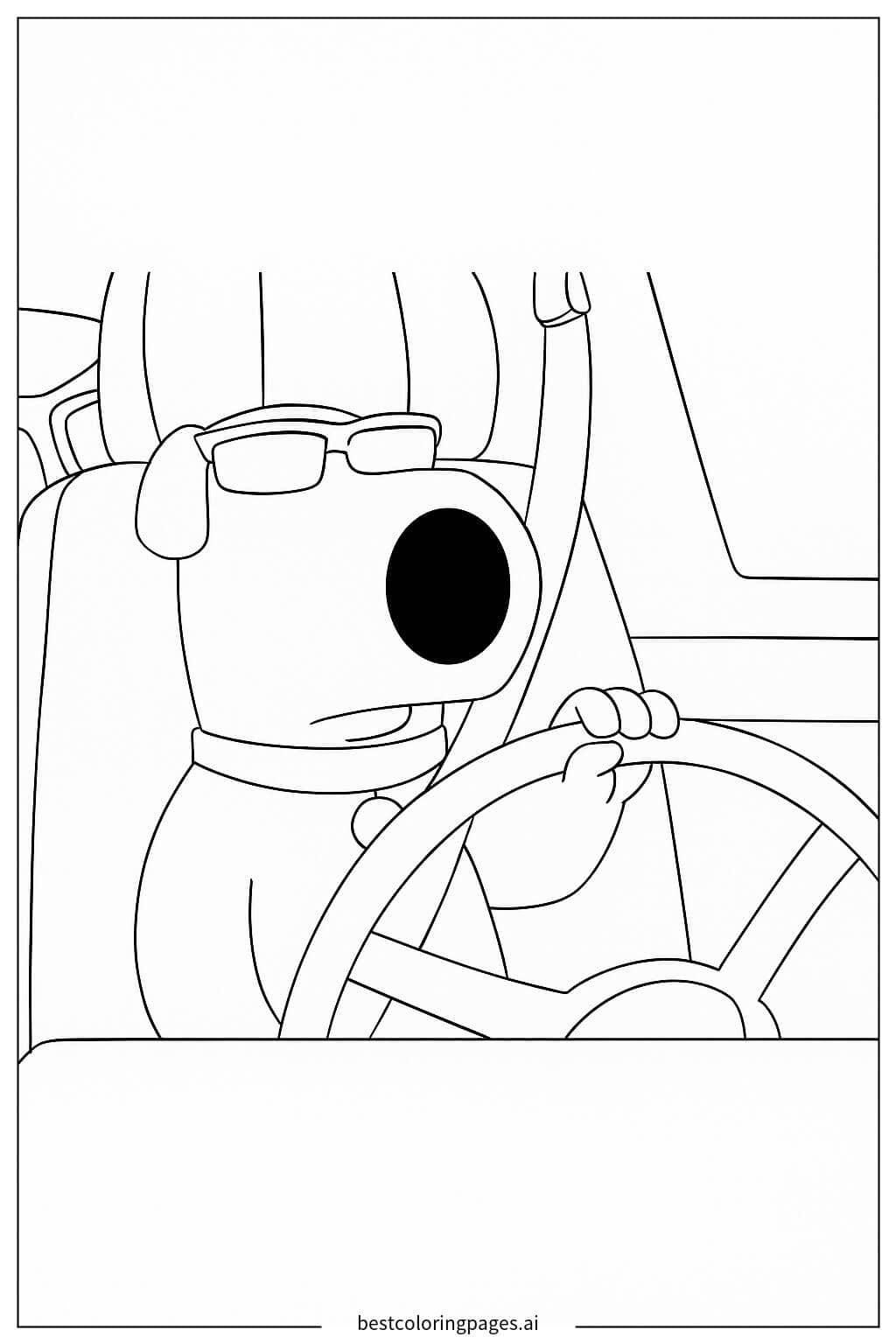 布萊恩開車 著色圖