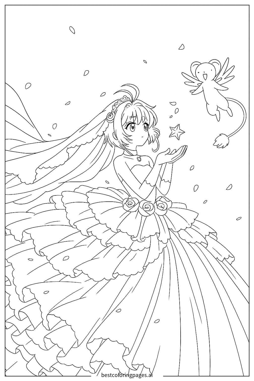 Gambar Mewarnai Momen Ajaib Pernikahan Sakura