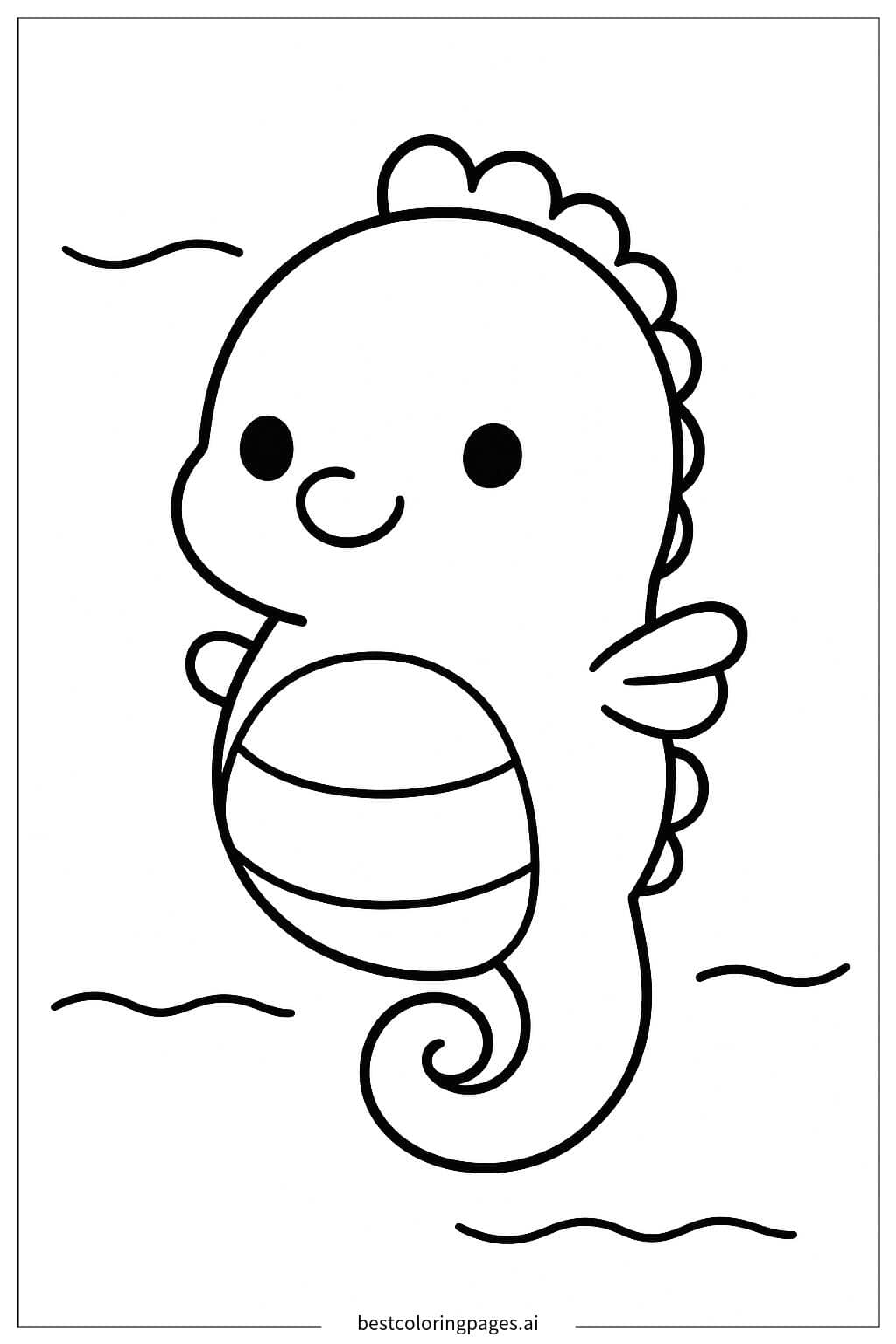 Bubble the Seahorse Swimming Coloring Page