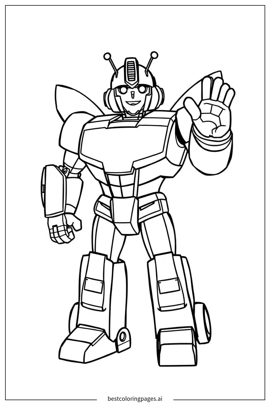 Bumblebee Waving Hello Coloring Page