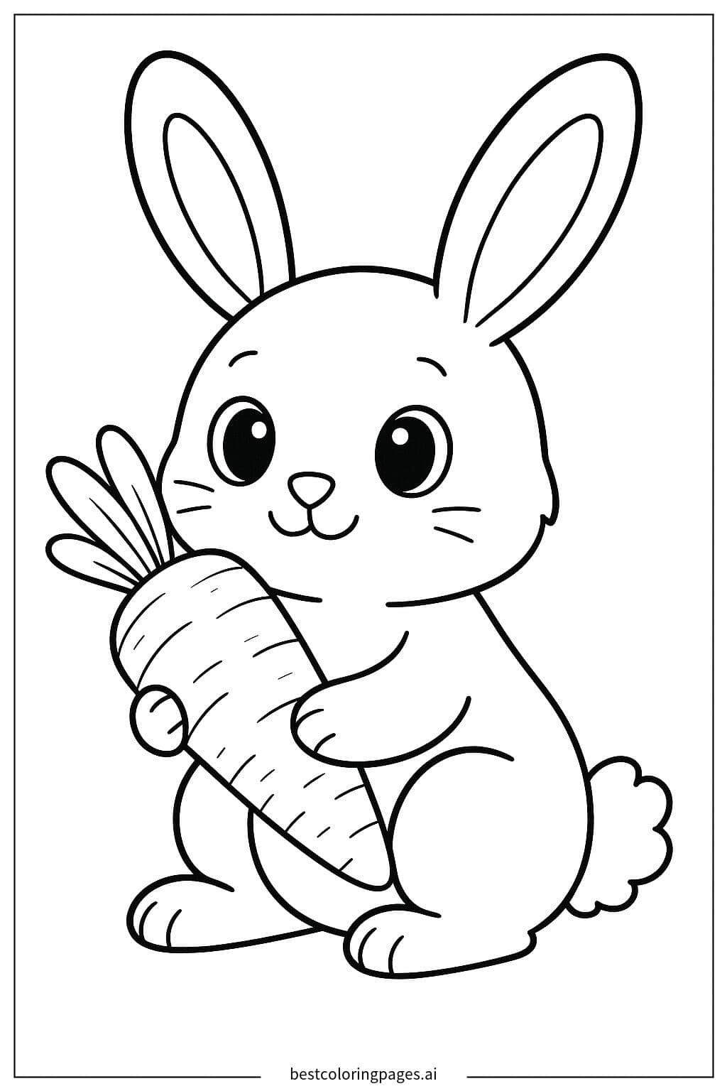 Adorable Bunny Eating a Carrot Coloring Page