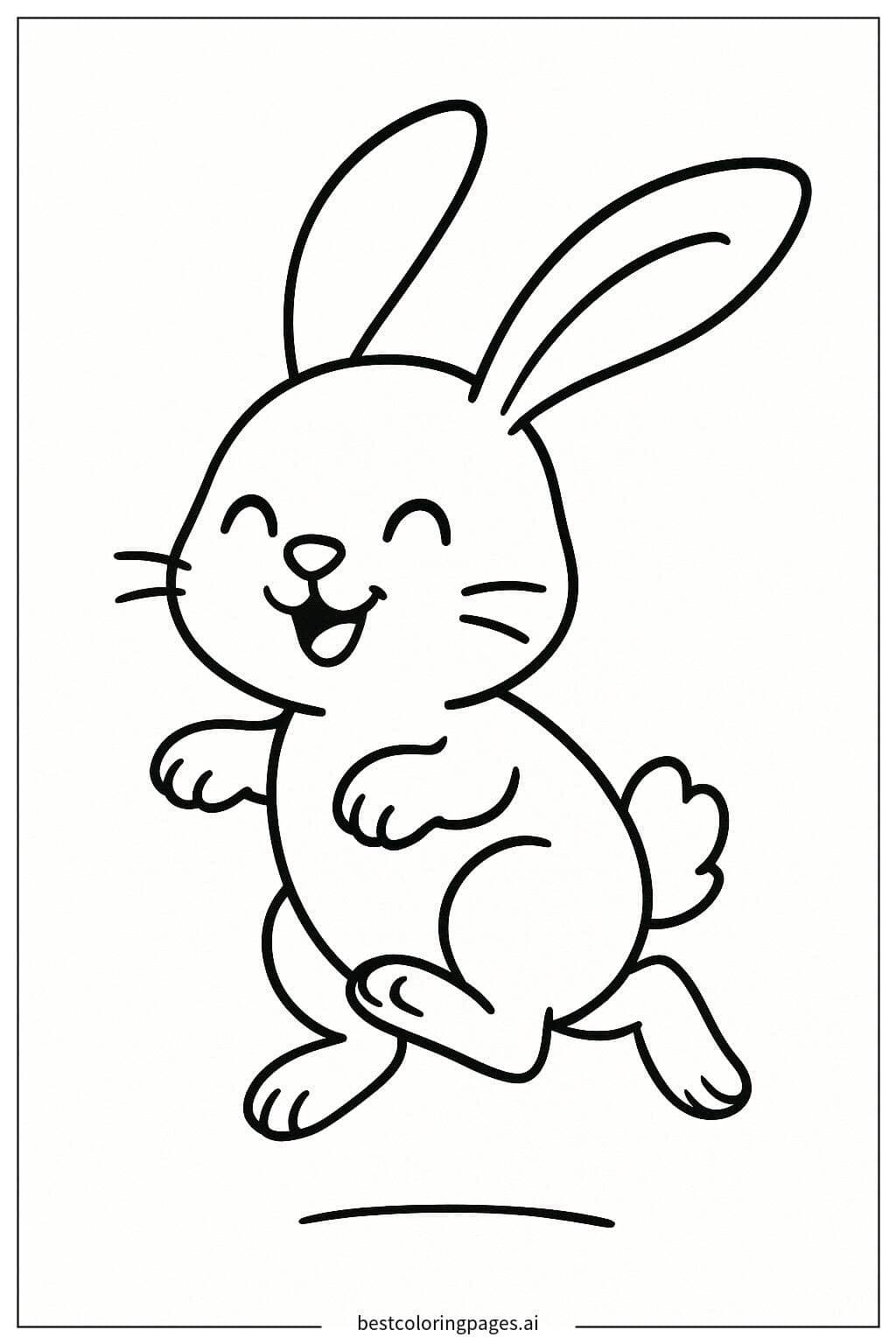 Bunny Hopping Joyfully Coloring Page