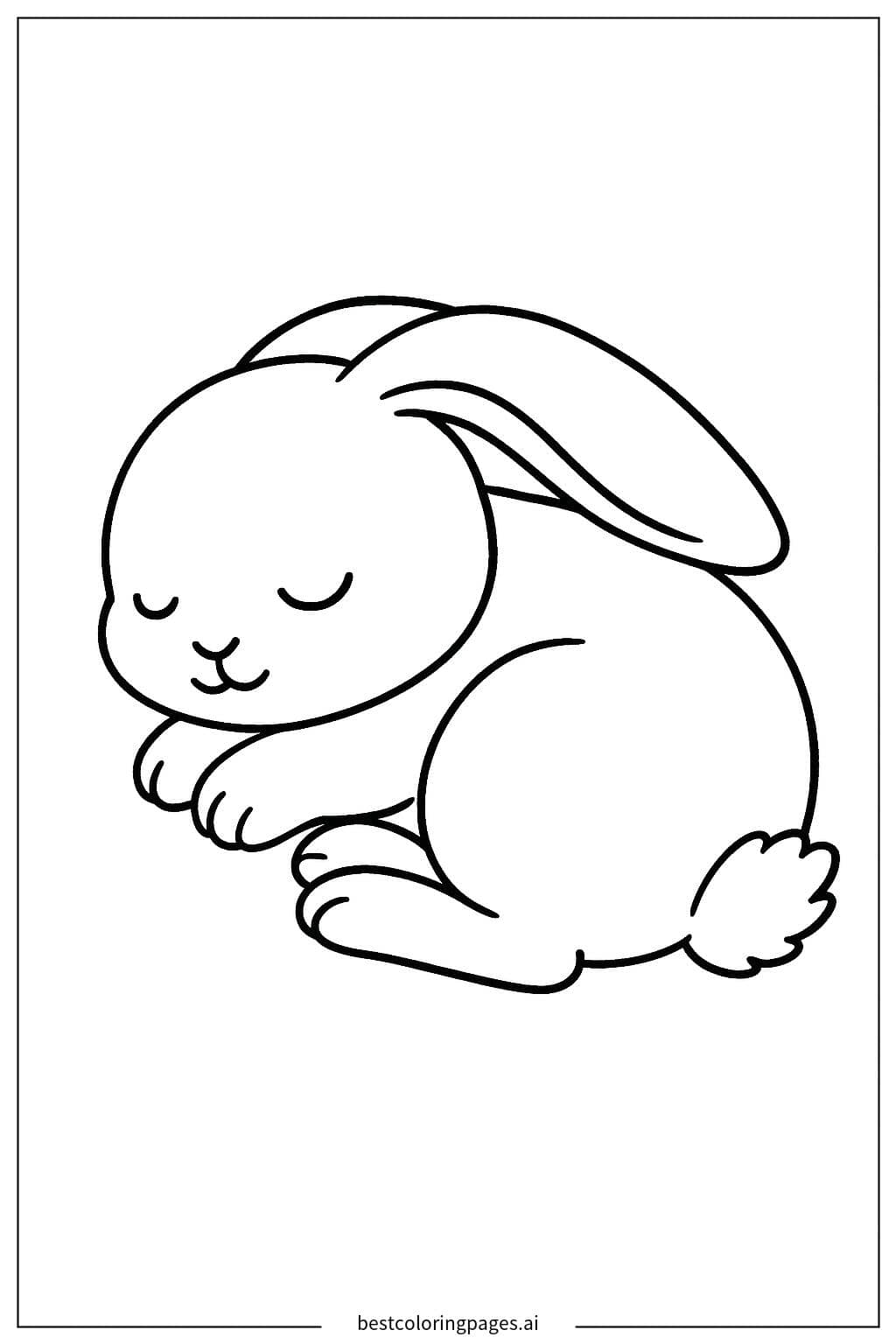 Peaceful Bunny Sleeping Coloring Page