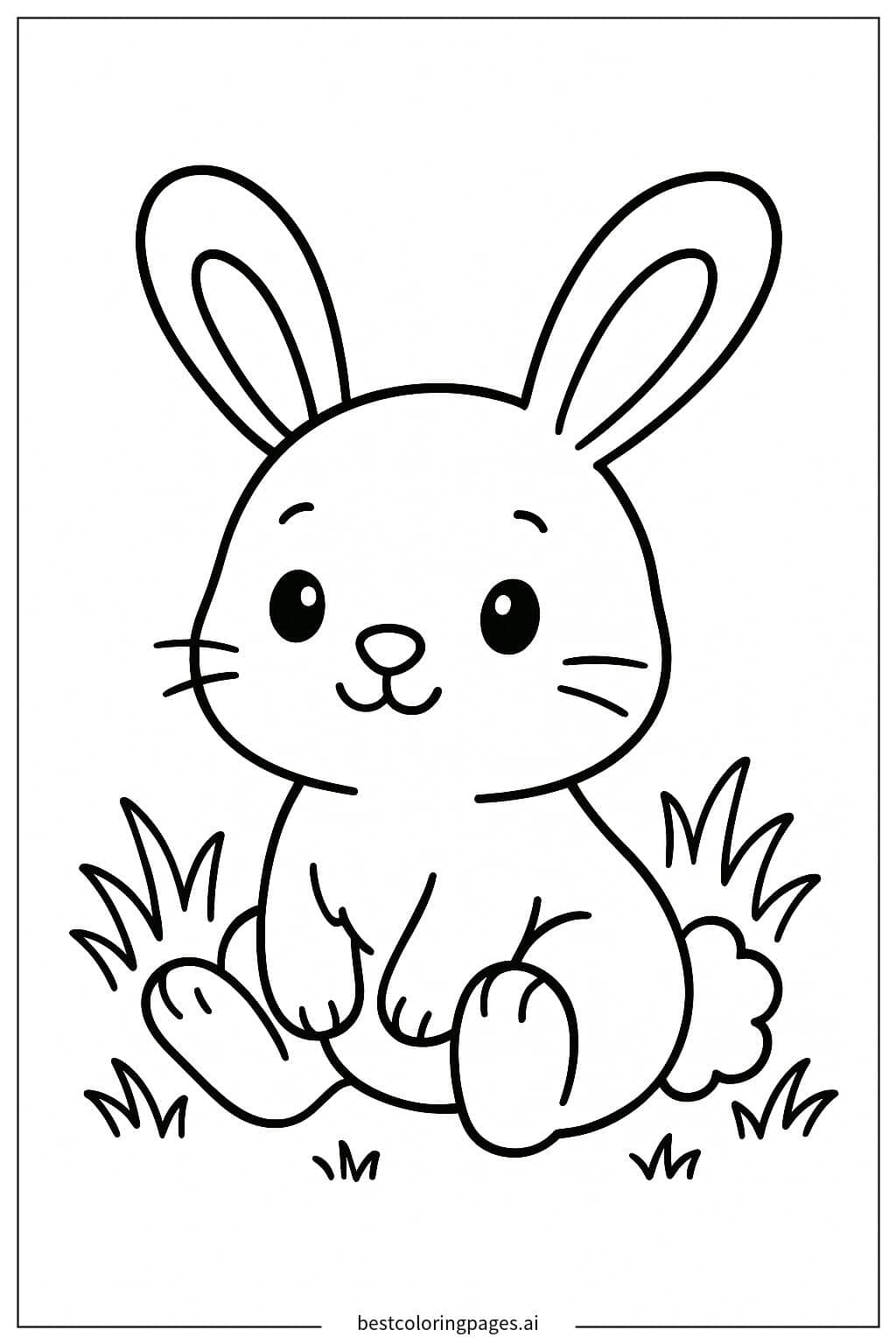 垂れ耳のかわいいウサギ のぬりえ