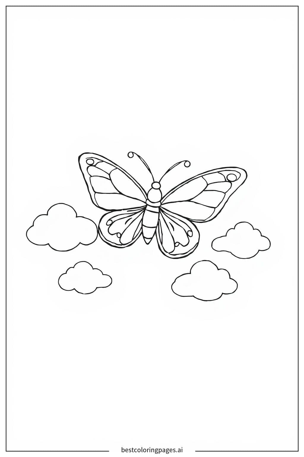 空を飛ぶ蝶々 のぬりえ