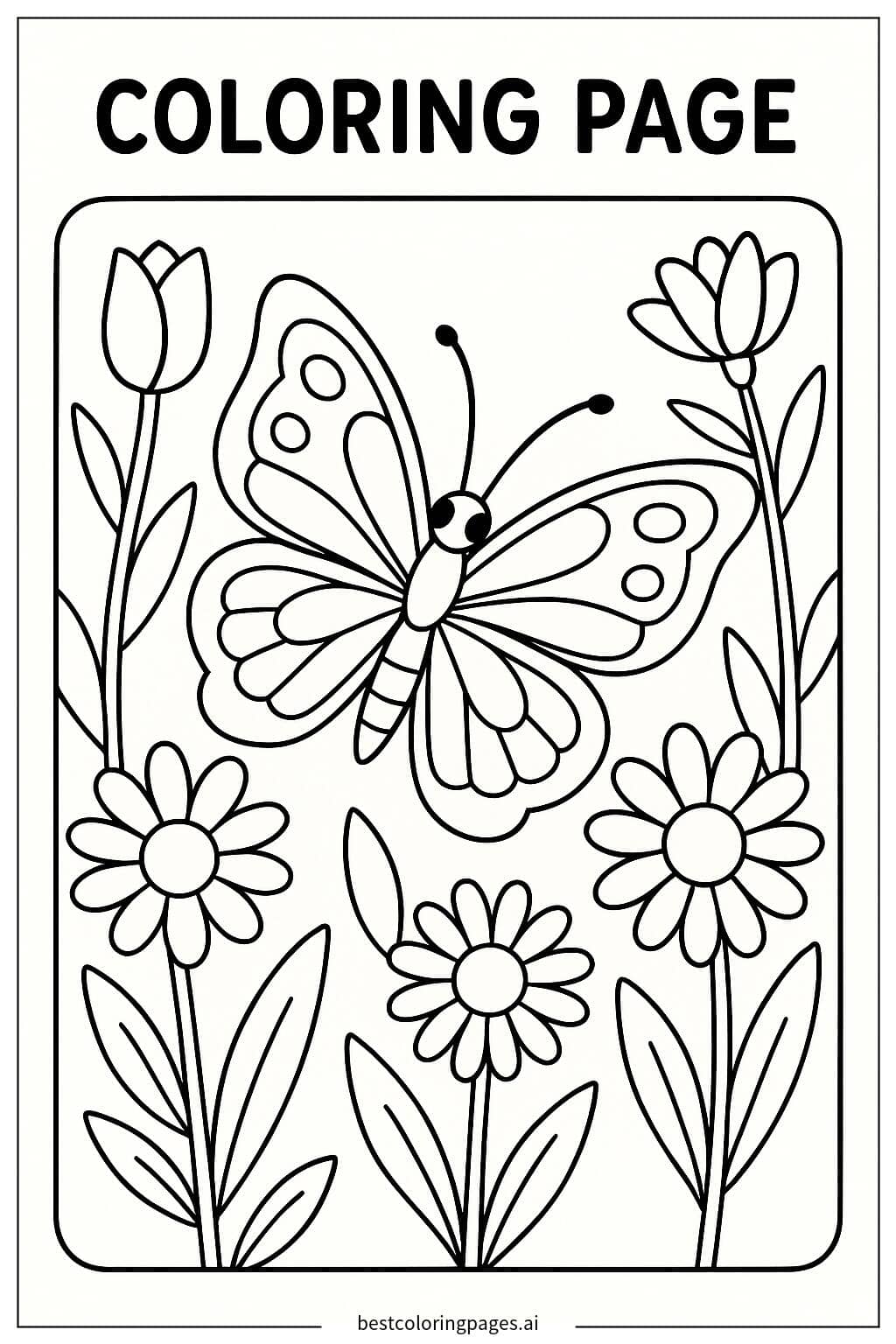 Desenhos de Borboleta no jardim para Colorir